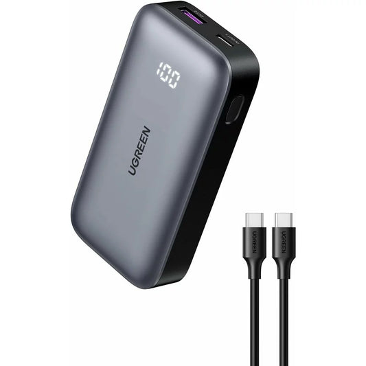 UGREEN PB502 Εξωτερική μπαταρία, 10000mAh, 30W, QC + PD, 1 x USB-A - 1 x USB-C, γκρι 