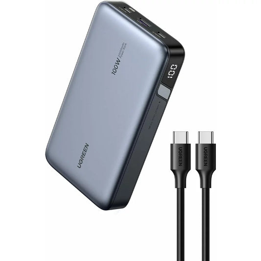 Εξωτερική μπαταρία UGREEN PB720 Nexode, 20000mAh, 100W, QC + PD, 1 x USB-A - 2 x USB-C, γκρι 