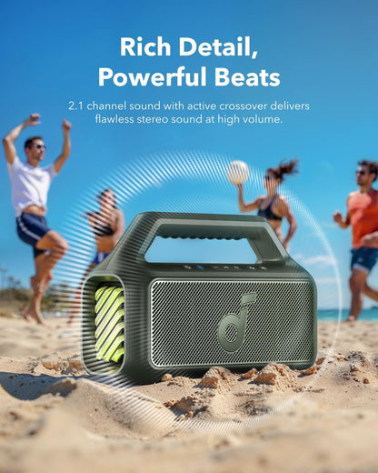 Φορητό ηχείο Bluetooth Anker SoundCore Boom 2, 80W, RGB, αδιάβροχο, πράσινο A3138061 